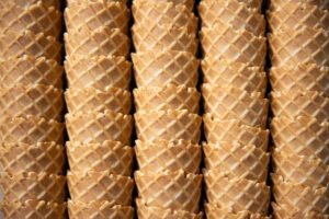 gluten free waffle cones stacked up